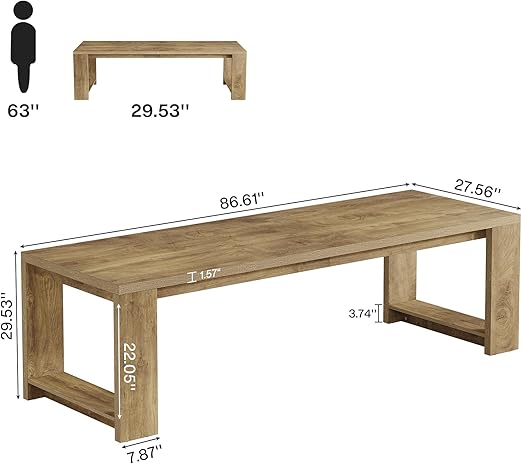Tribesigns Two Person Desk, 86.6 Inches Extra Long Desk, Double Computer Writing Table, Wood Large Desks Workstation for Home Office, Natural Oak