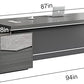 94IN Gray Executive Office Desk - Executive Desk with Drawer, Thick Worktop and Legs & Desktop Wire Box & Open Storage | Digital Password Lock & Quiet Slides