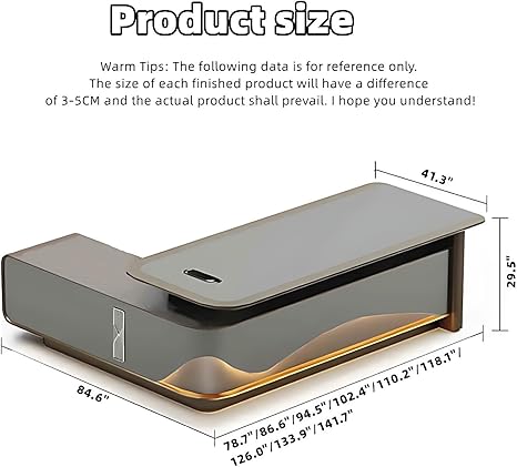 Executive Desk - l Shaped Desk with Light Strip, Solid Wood l Shaped Executive Desk, Home Office Desks with Multifunctional Cable Box, No Installation Required, Suitable for Office (126.0")