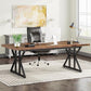 Tribesigns 70.8" Executive Desk - Large Computer Office Desk Workstation, Modern Business Writing Table with Sturdy Metal Legs for Home Office (Brown/Black)