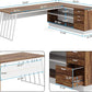 Tribesigns 71-Inch Executive Desk, L-Shaped Desk with Cabinet, Large Office Desk with Drawers and Storage Shelves, Writing Table Computer Desk for Home Office, Brown and White