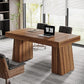 Tribesigns 55 Inches Executive Desk, Mid-Century Modern Home Office Desk with Double Trapezoid Base, Wood Computer Desk Business Workstation Desk Small Conference Table, Brown